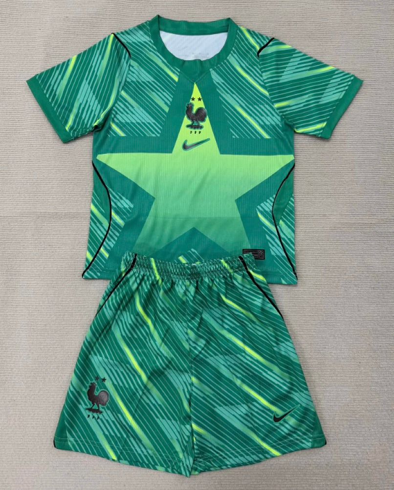 KIT NIÑO FRANCIA 2026 2A EQUIPACION PORTERO VERDE